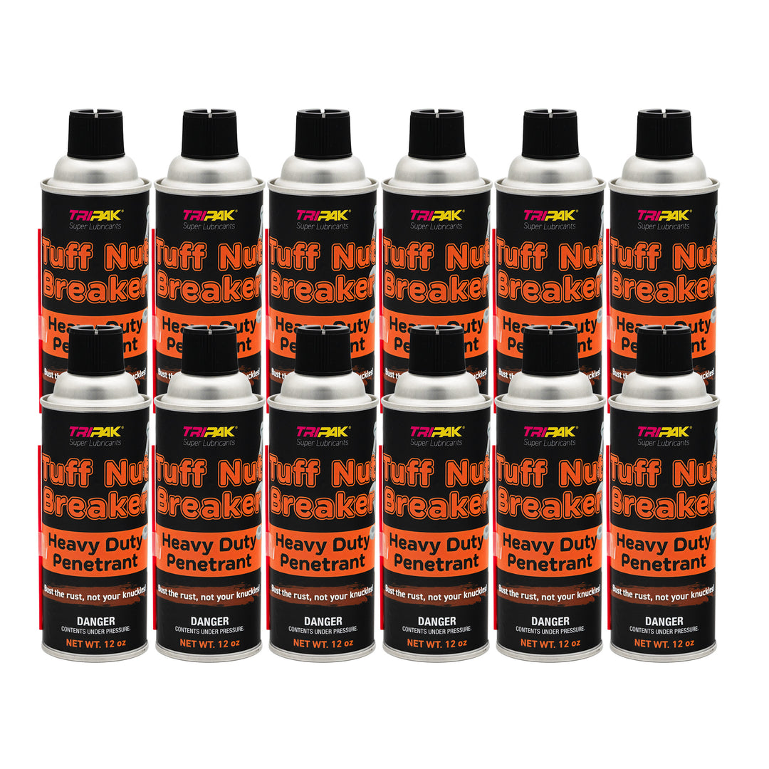 12 cans of Tuff Nut Breaker Heavy Duty Penetrant on a white background
